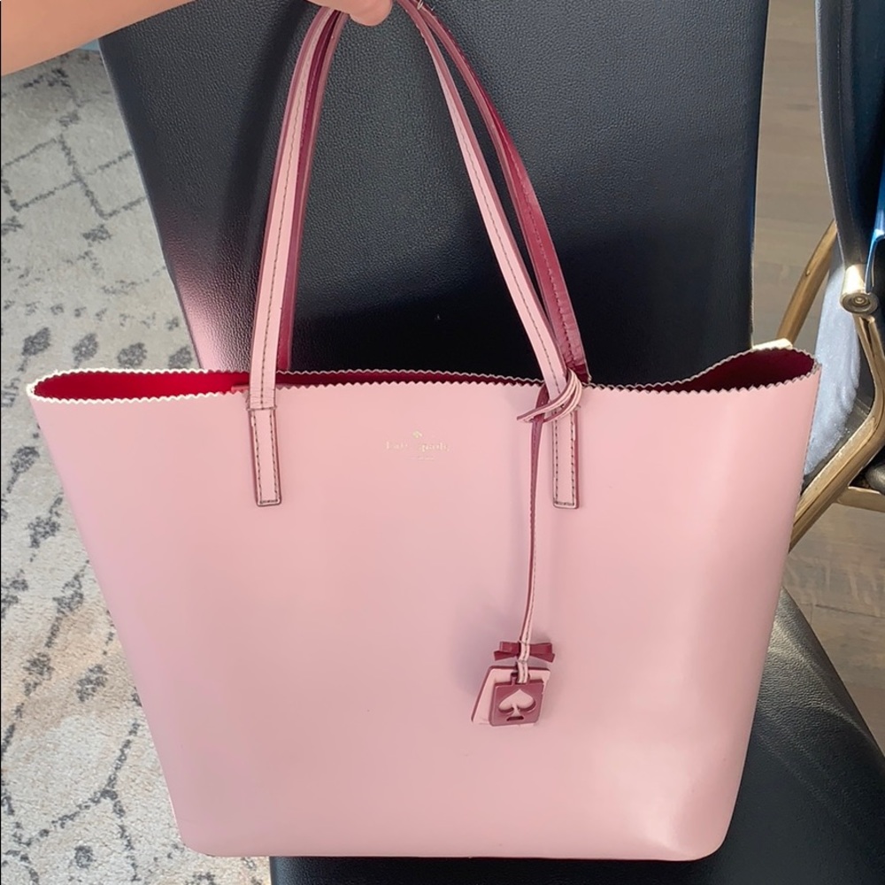 Kate Spade pink & burgundy Hallie leather tote